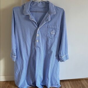 Ralph Lauren Light Blue and White Striped Women's Pajama Shirt